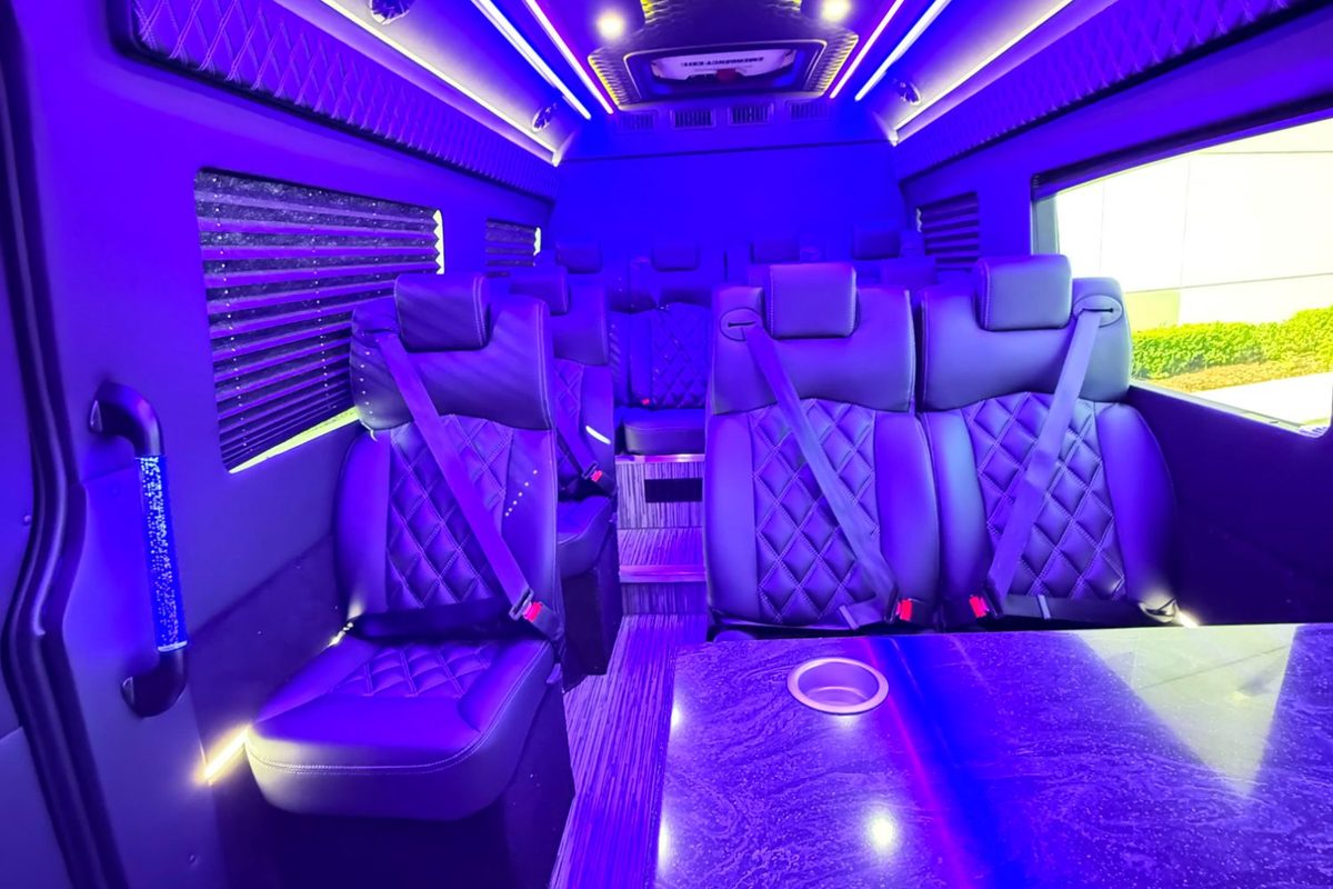 LED lounge lighting in the executive van